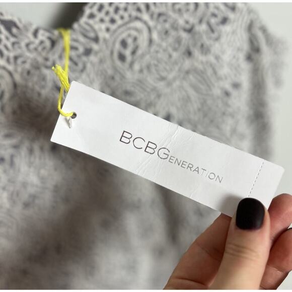 NWT BCBGENERATION Blue Combo Textured Floral Dress Swing Aline Size Small Women - Picture 3 of 7